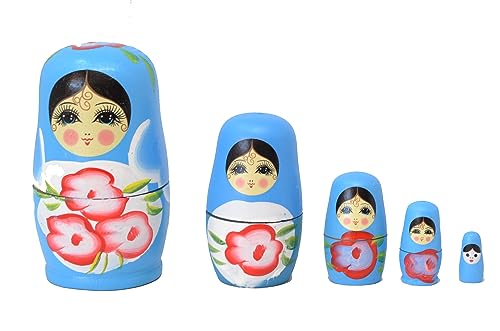 Aries boutique Russische Puppen, blaue Blumen, dekorativ, handbemalt, Matroschka-Puppe, stapelbare Puppen, 5-teiliges Figurenset. Aries boutique Russische Puppen, blaue Blumen, dekorativ, handbemalt, Matroschka-Puppe, stapelbare Puppen, 5-teiliges Figurenset. von Aries boutique