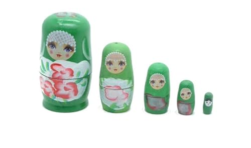 Russische Puppen, Blumenmuster, grün, dekorativ, handbemalt, Matroschka-Puppe, stapelbare Puppen, 5-teiliges Figurenset. Russische Puppen, Blumenmuster, grün, dekorativ, handbemalt, Matroschka-Puppe, stapelbare Puppen, 5-teiliges Figurenset. von Aries boutique