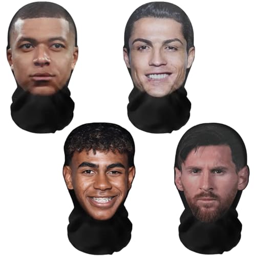 Realistische 3D-Druck Vollgesichtsmasken "Fußballer Bundle" Messi, Ronaldo, Mbappe, Lamine Yamal – Atmungsaktiv, leicht & bequem, ideal für Cosplay, Partys, Halloween, Karnveal & Events von Aristo Solutions