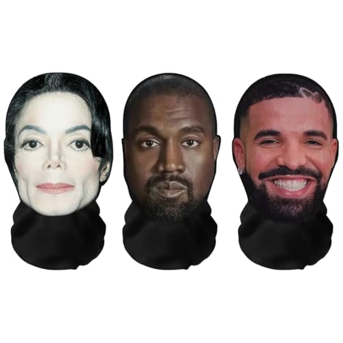 Realistische 3D-Druck Vollgesichtsmasken "Musik Legenden Bundle" Drake, Kanye Ye, Michael Jackson– Atmungsaktiv, leicht & bequem, ideal für Cosplay, Partys, Halloween, Karnveal & Events von Aristo Solutions