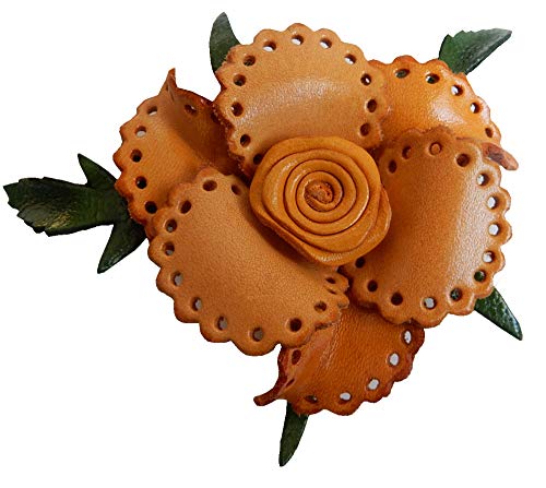 Ariyas Thaishop Ansteckblume Rose aus echtem Leder; gelb; 8 cm von Ariyas Thaishop