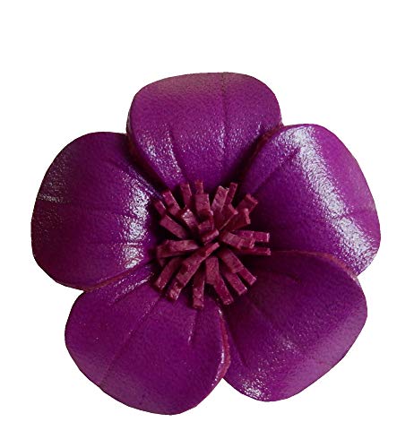 Ariyas Thaishop Ansteckblume aus echtem Leder; Himbeerrot; 3,6 cm von Ariyas Thaishop