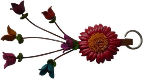 Ariyas Thaishop Blumen Anhänger, Schlüsselanhänger Margerite aus echtem Leder von Ariyas Thaishop