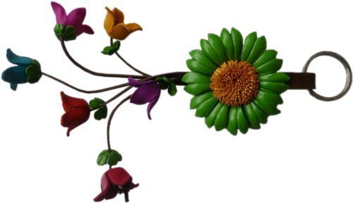 Ariyas Thaishop Blumen Anhänger, Schlüsselanhänger Margerite aus echtem Leder von Ariyas Thaishop