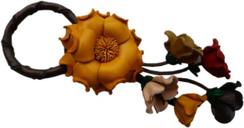 Ariyas Thaishop Blumen Anhänger, Schlüsselanhänger aus echtem Leder mit Lederring von Ariyas Thaishop