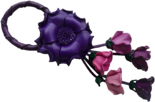 Ariyas Thaishop Blumen Anhänger, Schlüsselanhänger aus echtem Leder mit Lederring von Ariyas Thaishop