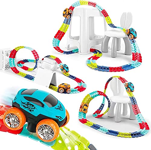 Ark miido Autorennbahn Autorennbahn Rennbahn Auto Spielset Inklusive 138 Stück Tracks Rennbahn Racetrack Spielset für Kinder ab 3 Jahre alt von Ark miido