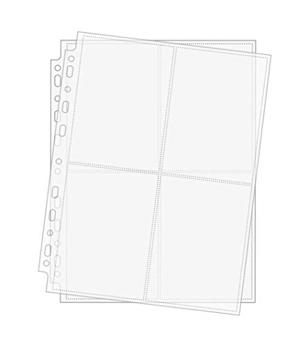 Arkero-G® 50 Seiten 4-Pocket Photo Pages - A4 Foto-Hüllen & Post-Karten Hüllen für Sammel-Album z.B Basteln Schule Büro Aufbewahrung von Arkero-G