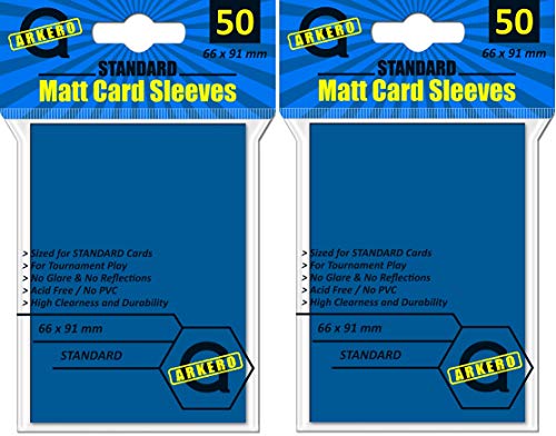 Arkero-G 100 Standard Matt Non-Glare Card Sleeves Blau/Blue Kartenhüllen Deck Protectors Standardgröße von Arkero-G