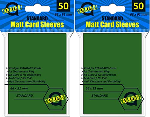 Arkero-G 100 Standard Matt Non-Glare Card Sleeves Grün/Green Kartenhüllen Deck Protectors für z.B. MTG Magic & Pokemon von Arkero-G