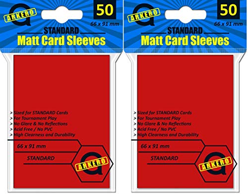 Arkero-G 100 Standard Matt Non-Glare Card Sleeves Rot/Red Kartenhüllen Deck Protectors für z.B. MTG Magic & Pokemon von Arkero-G