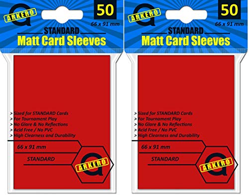 Arkero-G 100 Standard Matt Non-Glare Card Sleeves Rot/Red Kartenhüllen Deck Protectors für z.B. MTG Magic & Pokemon von Arkero-G