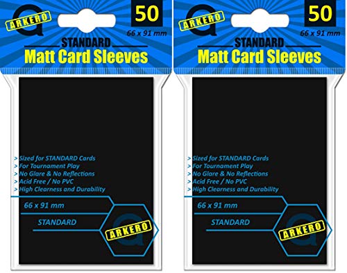 Arkero-G 100 Standard Matt Non-Glare Card Sleeves Schwarz/Black Kartenhüllen Deck Protectors für z.B. MTG Magic & Pokemon von Arkero-G