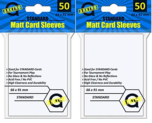 Arkero-G 100 Standard Matt Non-Glare Card Sleeves Weiss/White Kartenhüllen Deck Protectors Standardgröße von Arkero-G