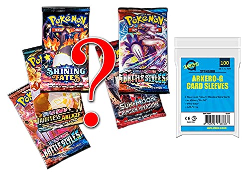 Arkero-G Standard Soft Sleeves und Pokemon Mystery Set: 5 zufällige gemischte Booster Packs - insgesamt 50 Sammelkarten - ENGLISCH Arkero-G Standard Soft Sleeves und Pokemon Mystery Set: 5 zufällige gemischte Booster Packs - insgesamt 50 Sammelkarten - ENGLISCH von Arkero-G