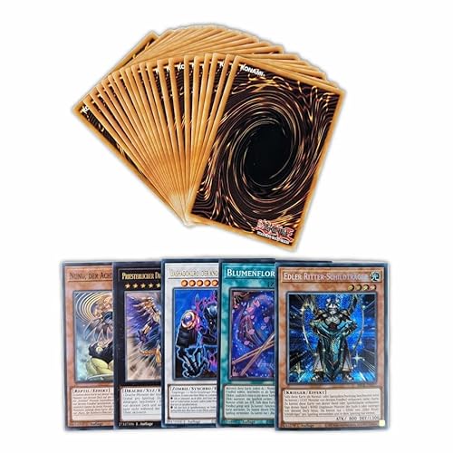Arkero-G Yu-Gi-Oh! 20 gemischte Karten + 5 seltene Holos + 50 Kartenhüllen - DEUTSCH - Geschenk-Set für die Sammlung oder das Deck von Arkero-G