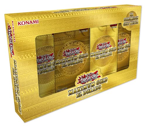 Arkero-G YuGiOh! Maximum Gold EL Dorado Lid Tuckbox DEUTSCH (4 Booster je 7 Karten) 100 Small Soft Sleeves von Arkero-G