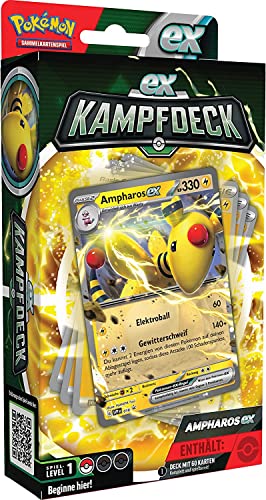 Pokemon ex Kampf Deck - Ampharos ex Sammelkarten | DEUTSCH | spielfertigtes 60 Karten Deck | + Arkero-G 100 Soft Card Sleeves von Arkero-G