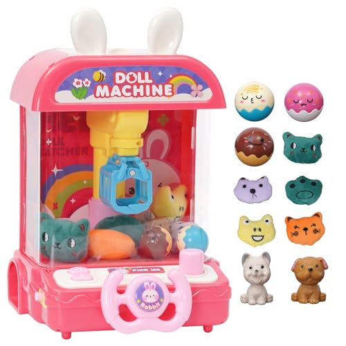 Arkyomi Mini Greifmaschine Candy Doll Gachapon Grabber Süßigkeiten Greifautomat mit Münzschiebe und Greifarm Automat Stofftiere Claw Machine Kinder (Kaninchen) von Arkyomi