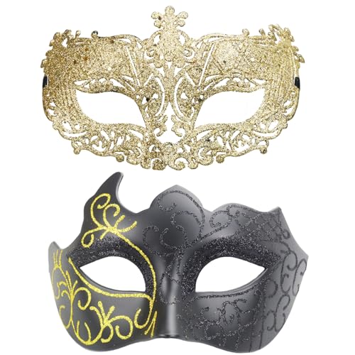 Arlai Masken-Set für Paare, venezianische Besties, Abschlussball für Karneval, Weihnachtsdekoration, Halloween und Partys, Paar-Masken-Set, 2-teilig, Medium von Arlai