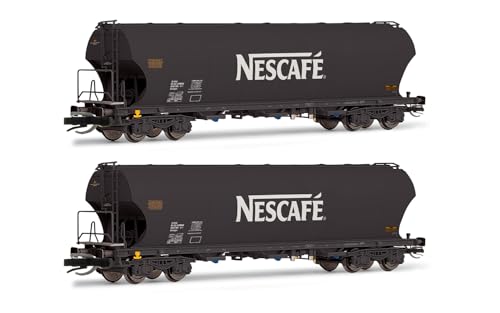 Arnold TT HN9750 Ermewa, 2er-Packung 2-achsiger Silowagen „NESCAFE“, schwarz, Ep. VI Modelleisenbahn – Schienenfahrzeuge – Waggons von Arnold TT