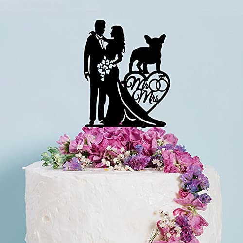 Hochzeitstortenaufsatz für Paare, Braut und Bräutigam mit französischer Bulldogge, personalisierbar, Hochzeitsdekoration, Geschenk für Hochzeitstag von ArogGeld