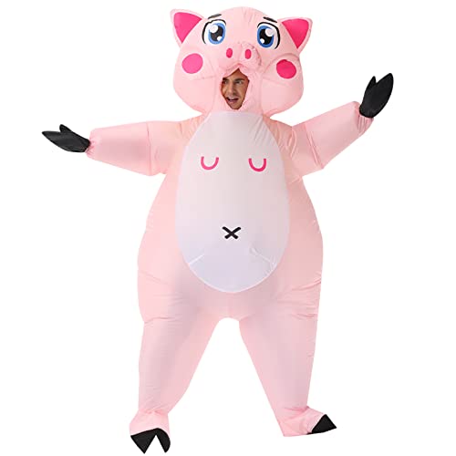 Arokibui Aufblasbares Schwein Kostüm Blow Up Kostüm Tierkostüm Cosplay Party Weihnachten Halloween Kostüm Fasching Kostüm Overall von Arokibui