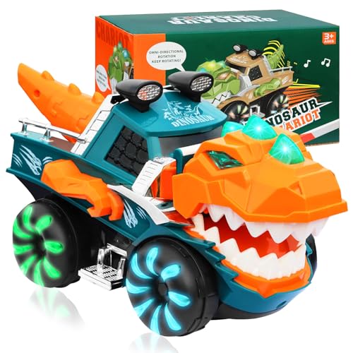 Arozxin Dinosaurier-Spielzeug für Kinder 3-5, Dinosaurier-Auto-Spielzeug mit blinkendem Licht und brüllender Musik - batteriebetriebenes Bump & Go Dinosaurier-Truck-Spielzeug für Jungen von Arozxin