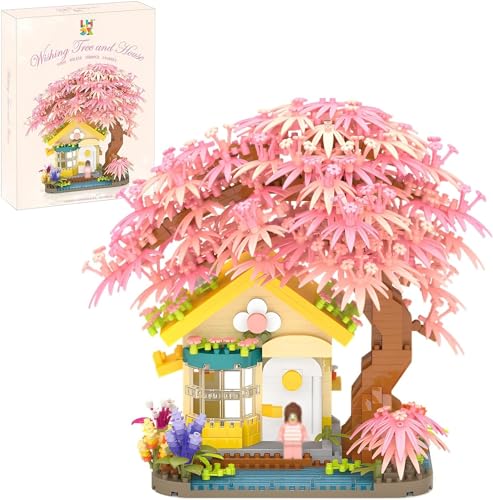 ArrGo 1500-teiliges Kirsch-Bonsai-Baumhaus-Bauset Kirschblüten-Bonsai-Baum-Kit Bausteine Mini-Steine Sakura-Baumhaus Gute Geschenkauswahl für Kinder ab 14 Jahren von ArrGo