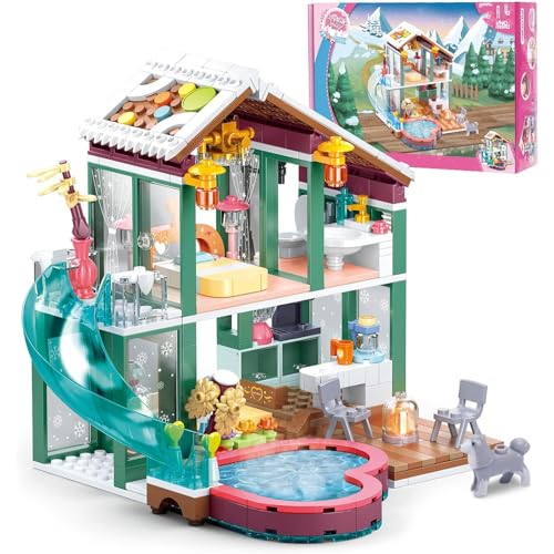 ArrGo Bausteine-Spielzeug 439-teilig Ferienhaus mit heißen Quellen Bauspielzeug für Kinder von 6–12 Jahren Mädchen und Jungen Baustein-Set Geburtstag für Kinder ab 6 Jahren von ArrGo