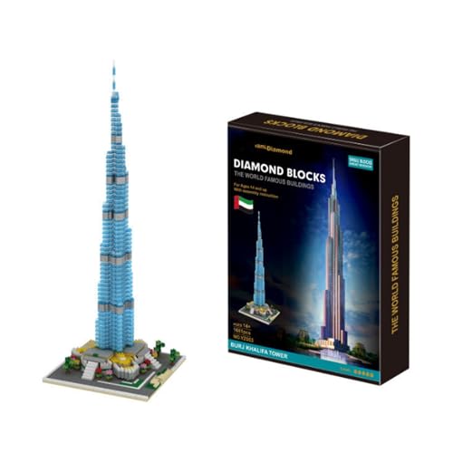 ArrGo Burj Khalifa Tower, weltberühmte Architektur, Bausteine, Mikrobausteine, Spielzeug, Geschenk für Erwachsene und Kinder (1681 Teile) von ArrGo