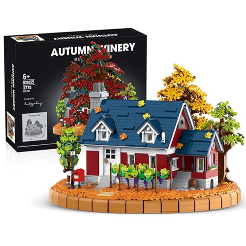 Herrenhaus-Baustein-Set 3775Teile großes modulares Straßenansicht-Haus Modell-Set Herbst-Weingut-Haus Modellbau mit Lichtern Bause Geschenk-Spielzeug von ArrGo