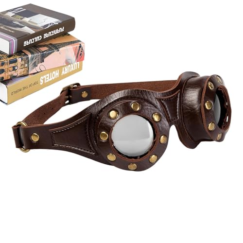 Arroopu Motorradbrille im Vintage-Stil, Steampunk-Brille, modisch, Retro, verstellbare Brille für Herren, Kostüm, Cosplay, Anime, Konventionen, Bergsteigen, Wüstenpartys von Arroopu