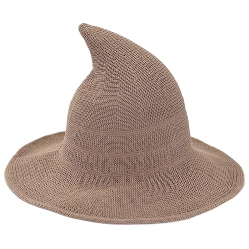 Halloween-Hexenhut für Damen, klassische Halloween-Wollstrickmütze, breite Krempe, spitze Hexenkappe für Party, Maskerade, Cosplay, Kostüm, Zubehör für den täglichen Gebrauch Halloween-Hexenhut für Damen, klassische Halloween-Wollstrickmütze, breite Krempe, spitze Hexenkappe für Party, Maskerade, Cosplay, Kostüm, Zubehör für den täglichen Gebrauch von Arroopu