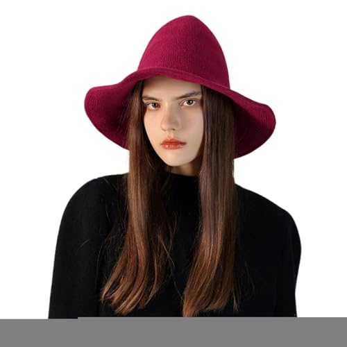 Halloween-Hexenhut für Damen, klassische Halloween-Wollstrickmütze, breite Krempe, spitze Hexenkappe für Party, Maskerade, Cosplay, Kostüm, Zubehör für den täglichen Gebrauch Halloween-Hexenhut für Damen, klassische Halloween-Wollstrickmütze, breite Krempe, spitze Hexenkappe für Party, Maskerade, Cosplay, Kostüm, Zubehör für den täglichen Gebrauch von Arroopu