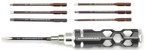 ArrowMax AM-460004 Werkzeug-Set 1 Schlitzeinsatz Größe: 3,5, 4 Aussensechskant-Einsätze Größe: von ArrowMax