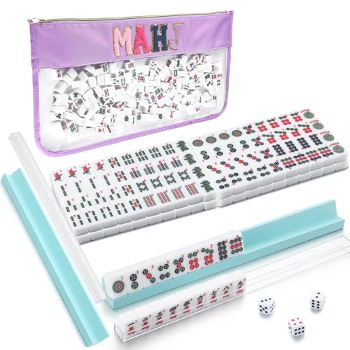Arrowbash Mini American Mahjong Set enthält 166 weiße Fliesen, 8 Rack mit Schiebern 2,3 cm Mahjong Fliesenset mit PVC-Tragetaschen Arrowbash Mini American Mahjong Set enthält 166 weiße Fliesen, 8 Rack mit Schiebern 2,3 cm Mahjong Fliesenset mit PVC-Tragetaschen von Arrowbash