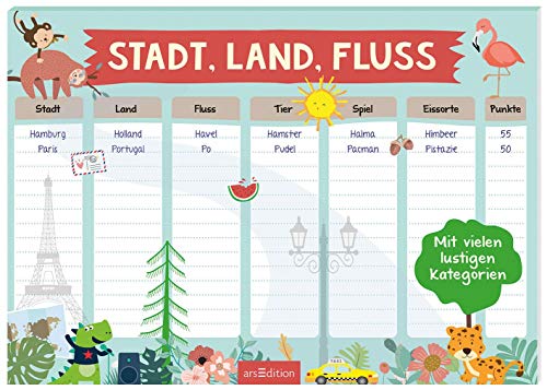 Stadt, Land, Fluss: Mit vielen lustigen Kategorien | Spieleblock mit über 90 bunten Vorlagen und vielen verschiedenen Rubriken Stadt, Land, Fluss: Mit vielen lustigen Kategorien | Spieleblock mit über 90 bunten Vorlagen und vielen verschiedenen Rubriken von Ars Edition