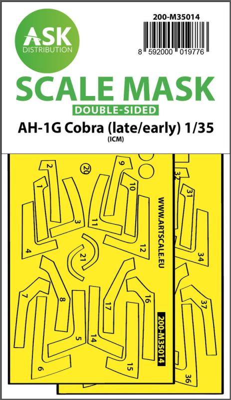 AH-1G Cobra (early/late) - Double-sided express fit painting mask [ICM] von Art Scale Kit