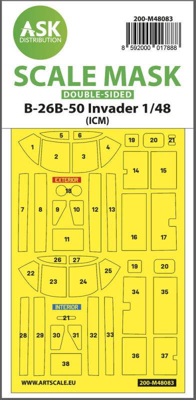 B-26B-50 Invader - Double-sided mask self-adhesive pre-cutted [ICM] von Art Scale Kit
