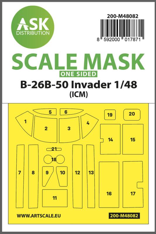 B-26B-50 Invader - One-sided mask self-adhesive pre-cutted [ICM] von Art Scale Kit