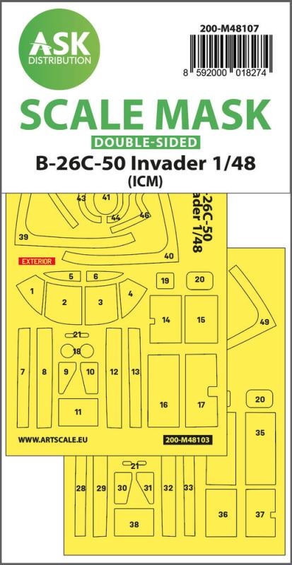 B-26C-50 Invader - Double-sided mask self-adhesive pre-cutted [ICM] von Art Scale Kit