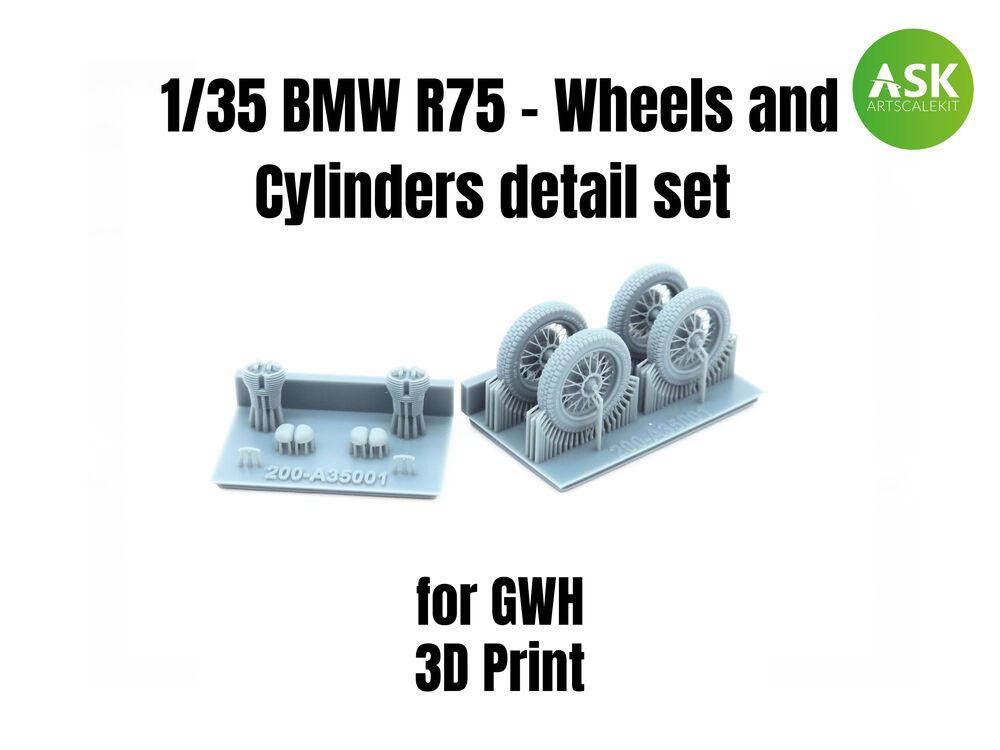 BMW R75 - Wheels and Cylinders detail set [Great Wall Hobby] von Art Scale Kit