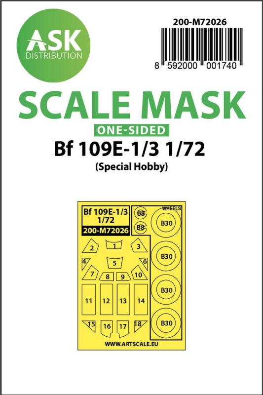 Bf 109E-1/E-3 - One-sided painting mask [Special Hobby] von Art Scale Kit