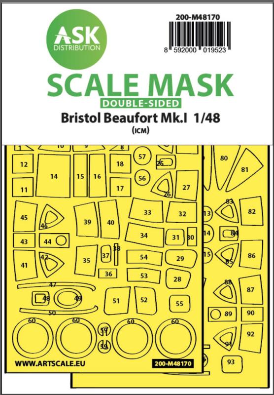 Bristol Beaufort Mk.I  - Double-sided express fit mask [ICM] von Art Scale Kit