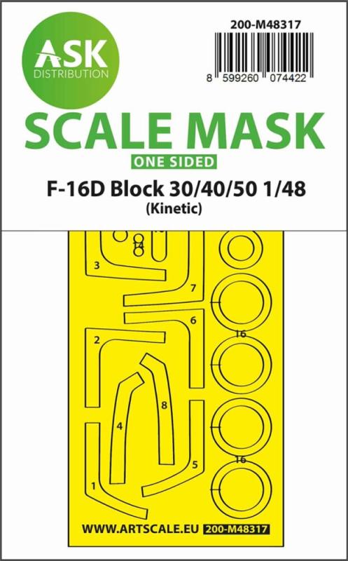 F-16D Block 30/40/50 - One-sided fit and self adhesive express mask [Kinetic] von Art Scale Kit