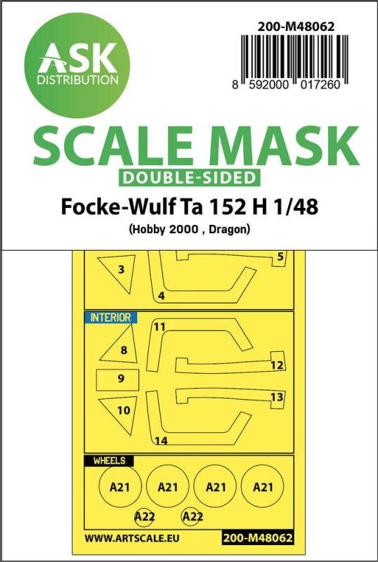 Focke-Wulf Ta 152 H - Double-sided express mask [Hobby2000] von Art Scale Kit