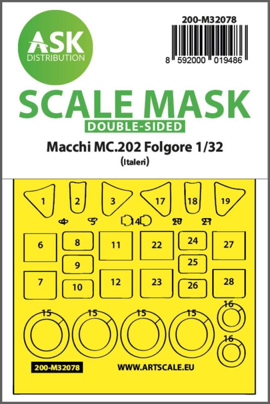 Macchi MC.202 Folgore - Double-sided express fit mask [Italeri] von Art Scale Kit