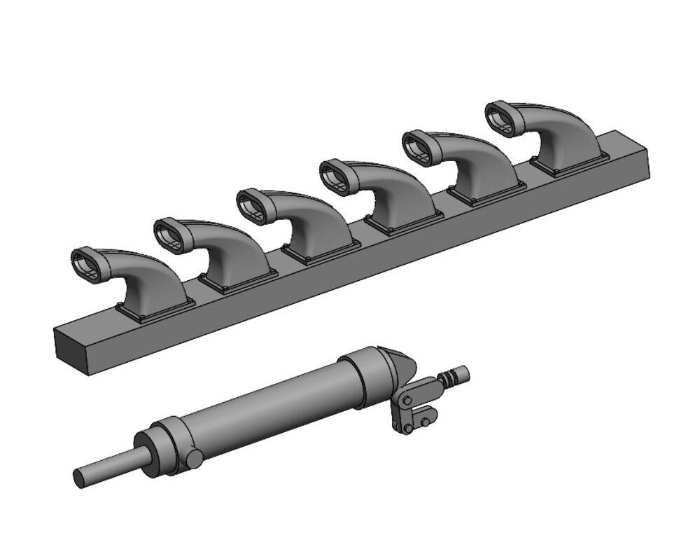 Me 109F/G Exhausts and hydraulic cylinder for undercarriage [Eduard] von Art Scale Kit