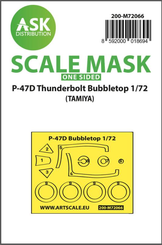 P-47D Thunderbolt Bubbletop - One-sided express mask [Tamiya] von Art Scale Kit